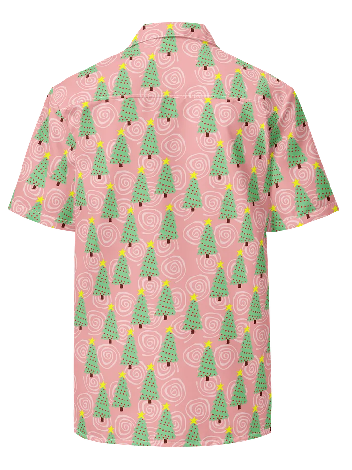 Mint Green Christmas Trees on Pink Oversized Button Down Shirt product image (2)