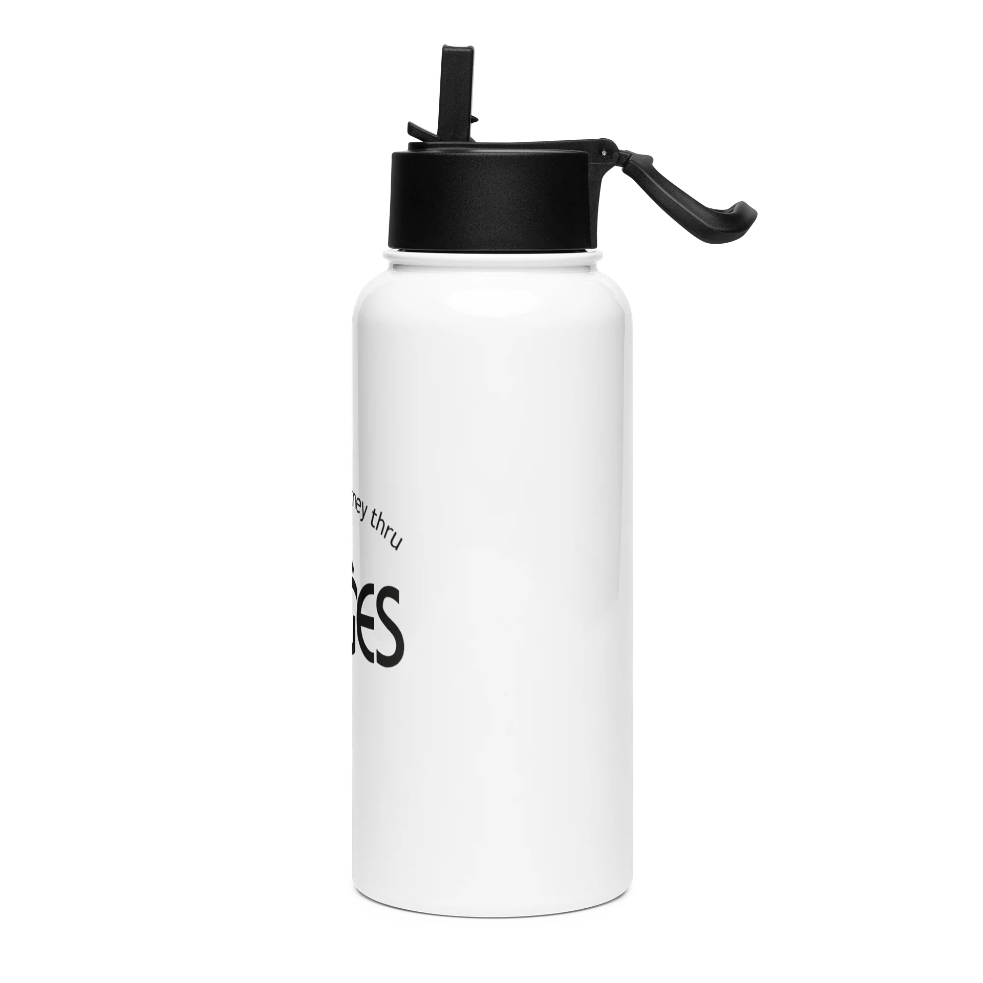 White Stainless Steel Water Bottle with Straw product image (3)