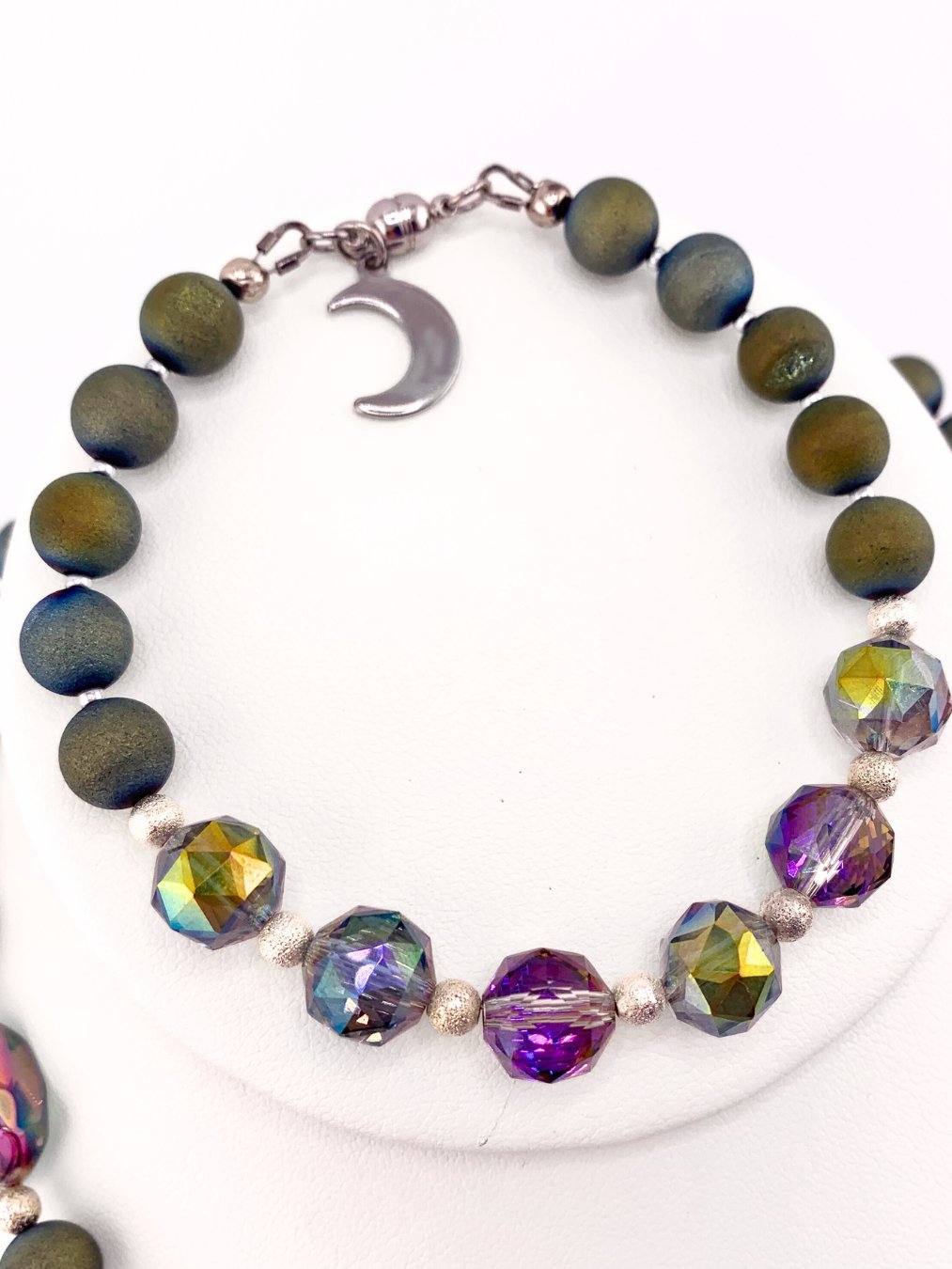 Mountain Scene Druzy Agate and Crystal Pendant Necklace, Bracelet, and Earrings Set product image (4)