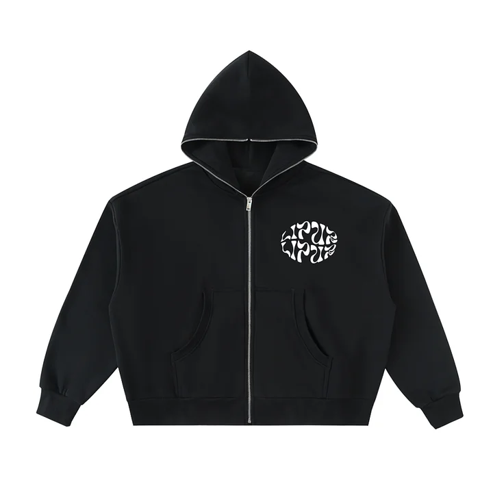 Lipur World - Fleeced Full-Zip Boxy Hoodie product image (1)