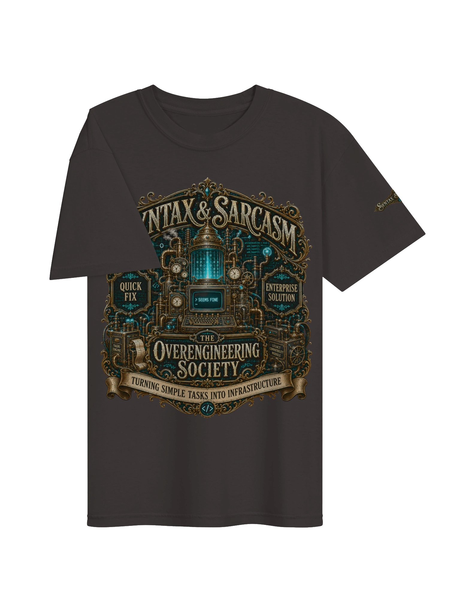 Syntax & Sarcasm Overengineering Society Heavyweight Coding T-Shirt product image (11)