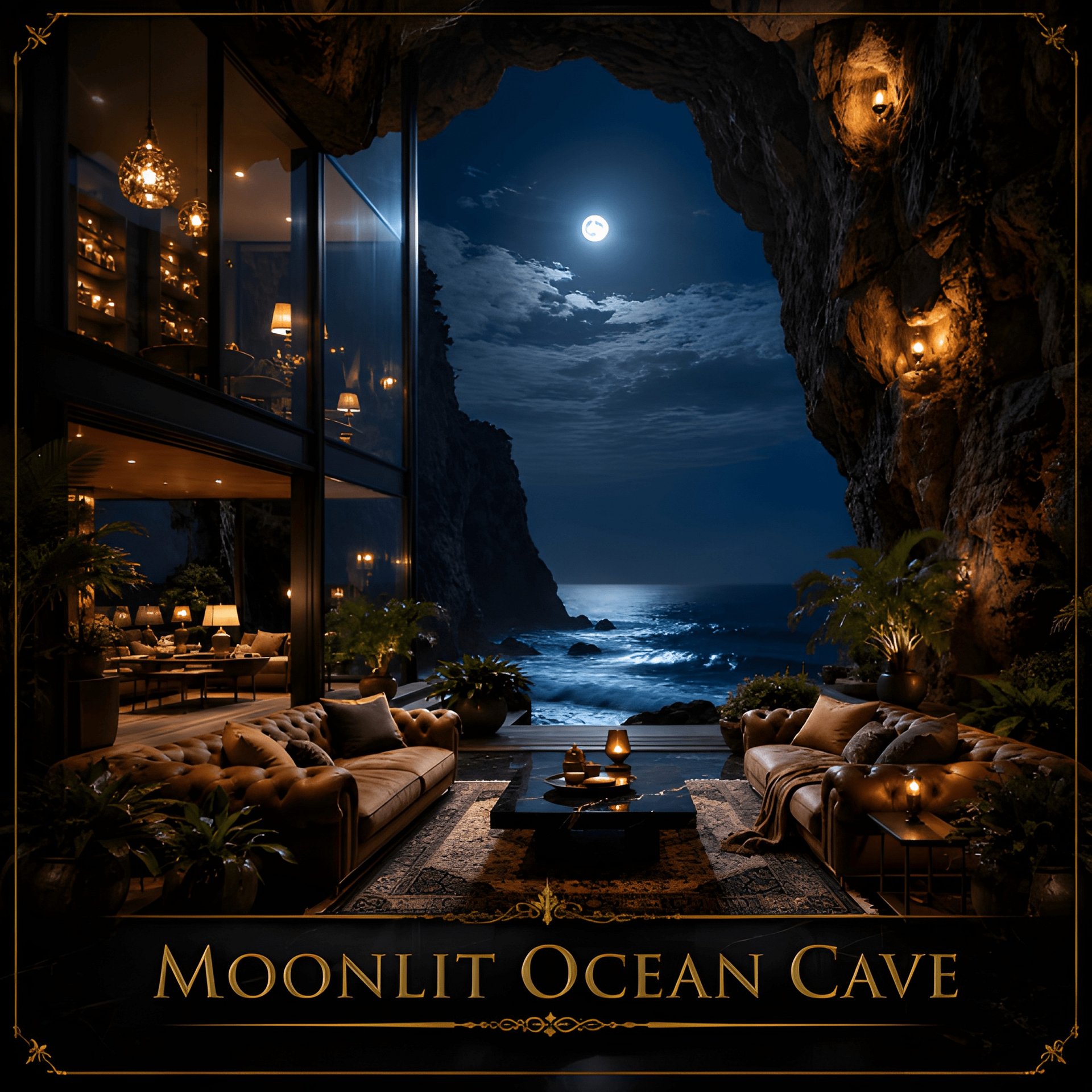 Moonlit Ocean Cave Printable Wall Art Digital Download Luxury Coastal Decor 8K Ocean Escape product image (2)