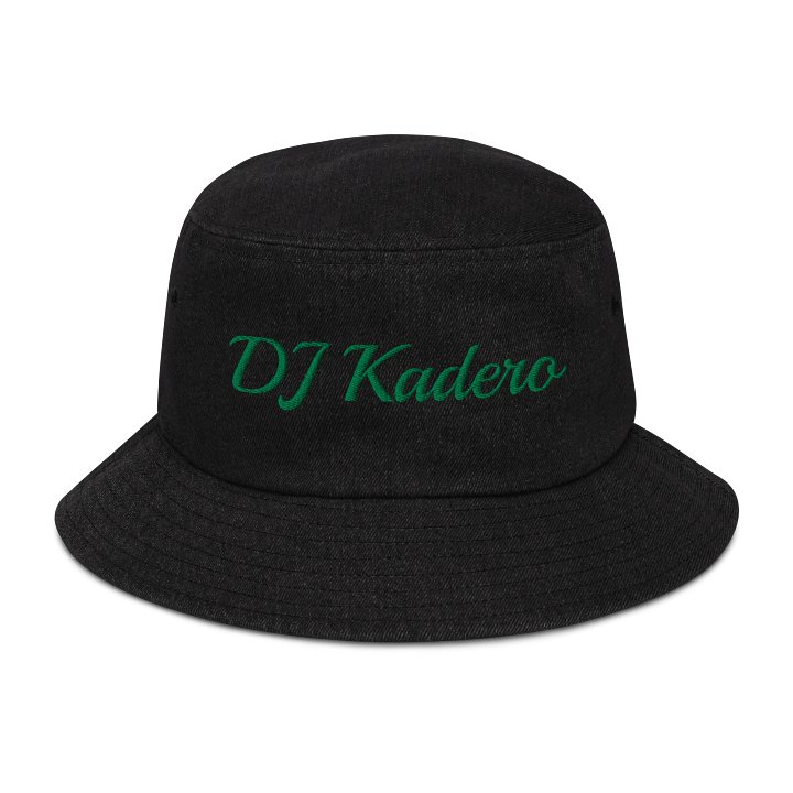 DJ Kadero Signature Denim Bucket Hat - Black with Green Cursive Logo product image (1)