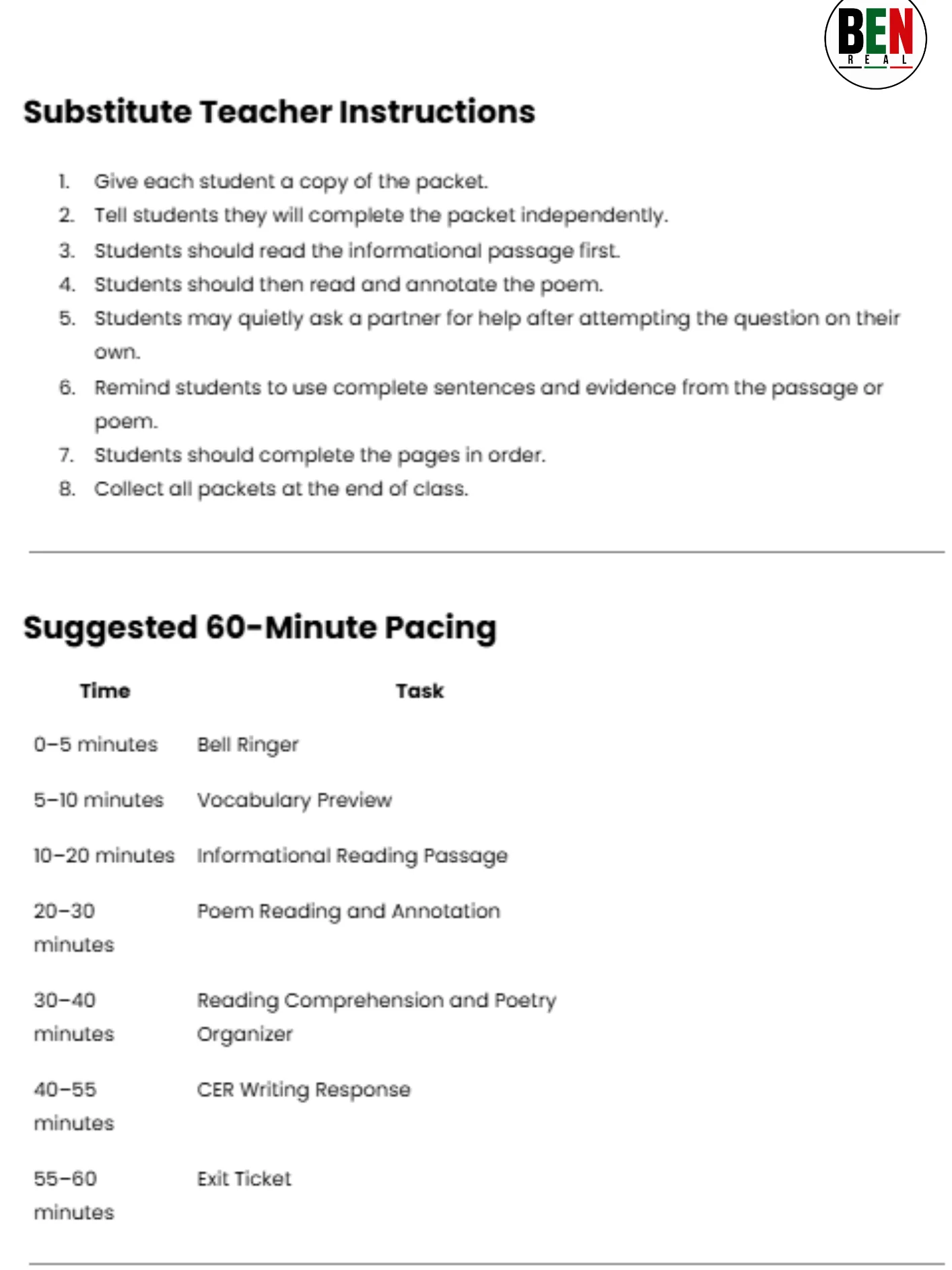 Black History 365 Sub Plan: Poetry as Power | Middle School Language Arts| 60-Minute Lesson product image (4)