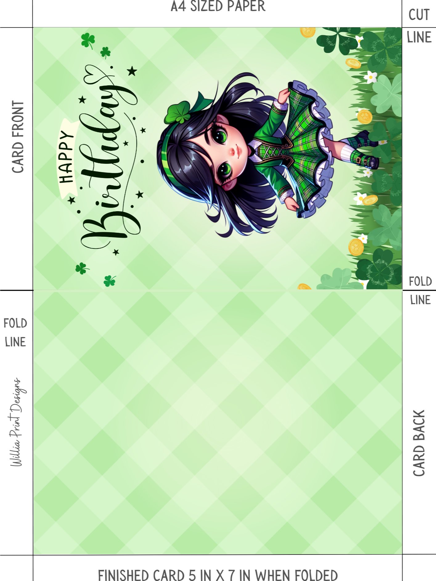 Happy Birthday Card Irish lass (digital download) product image (4)