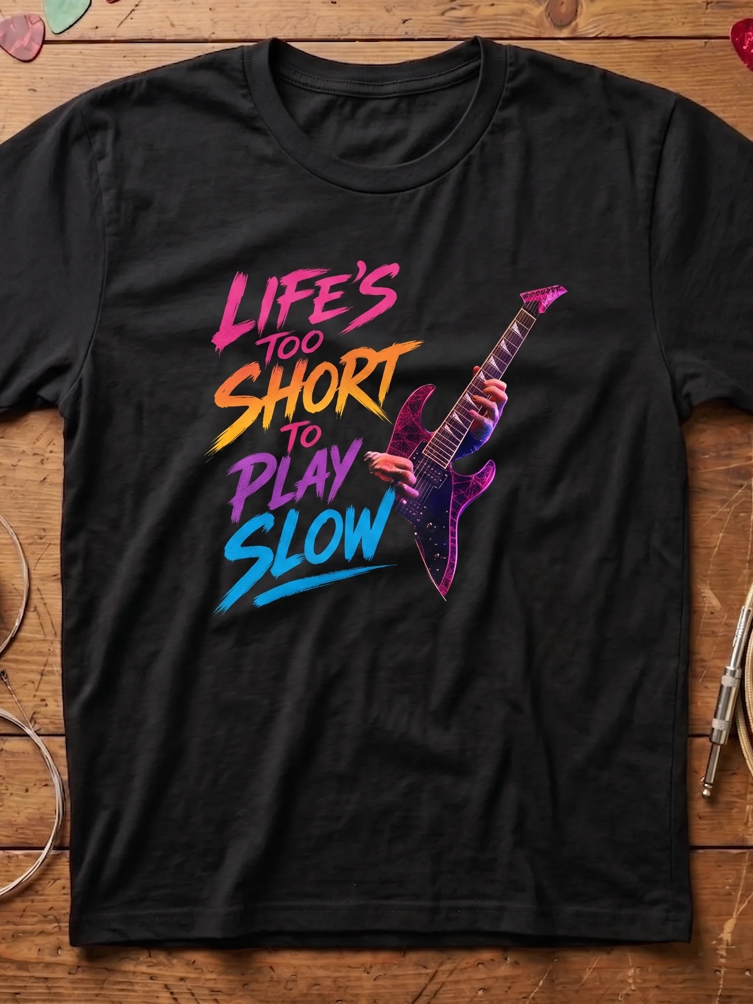Life's too short to play slow - guitar t-shirt | funny guitar t-shirts product image (1)