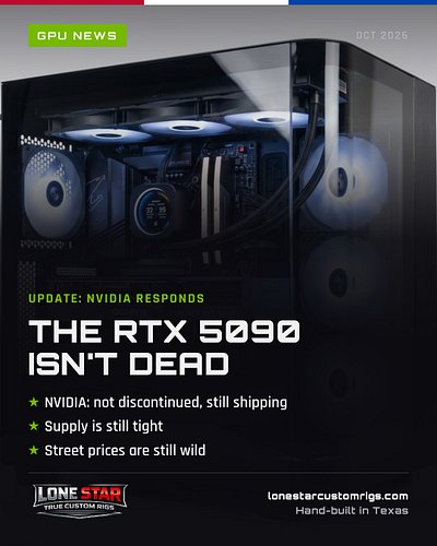 Update: NVIDIA says the RTX 5090 isn't dead 🟢

🔹 Oct 16: NVIDIA's Jeff Fisher says it's not discontinued
🔹 It'll keep shippin...