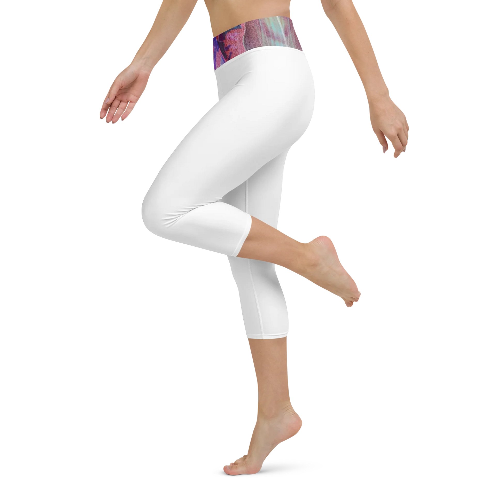 Paradise Breeze White Yoga Capri Leggings product image (5)