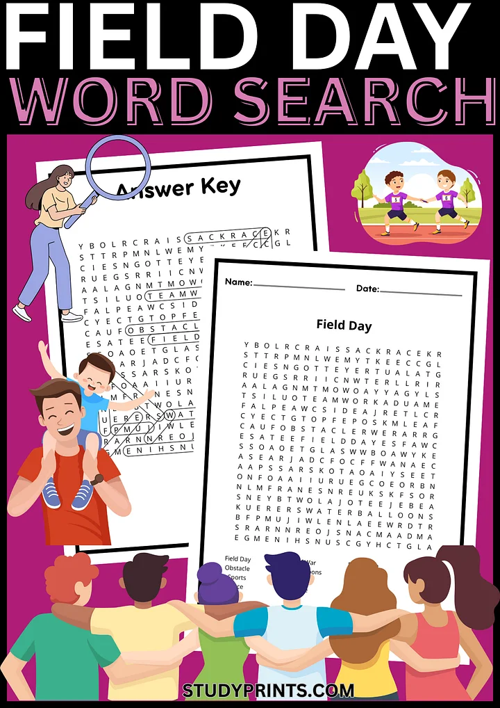 Field Day Word Search Puzzle Printable product image (1)