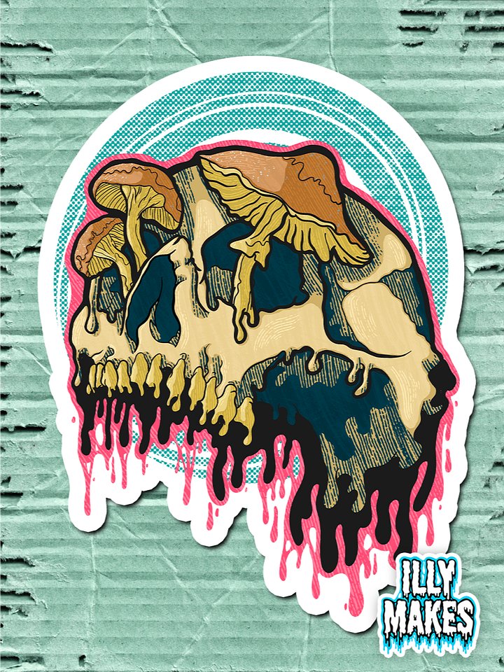 Drippy Mushroom Skull OG Sticker product image (1)