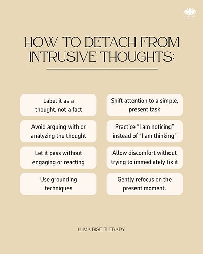 Intrusive thoughts are automatic mental events that do not reflect intent, character, or reality. Treating them as meaningful...