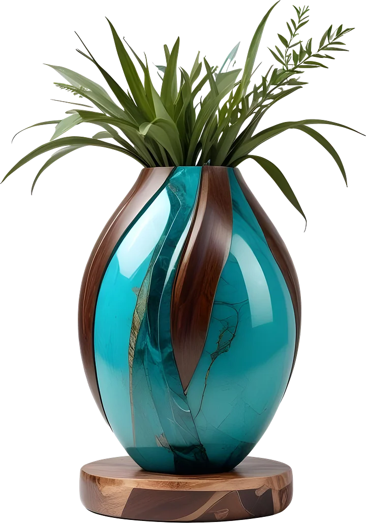 Song of Waves – Aqua Art Deco Vase PNG product image (1)