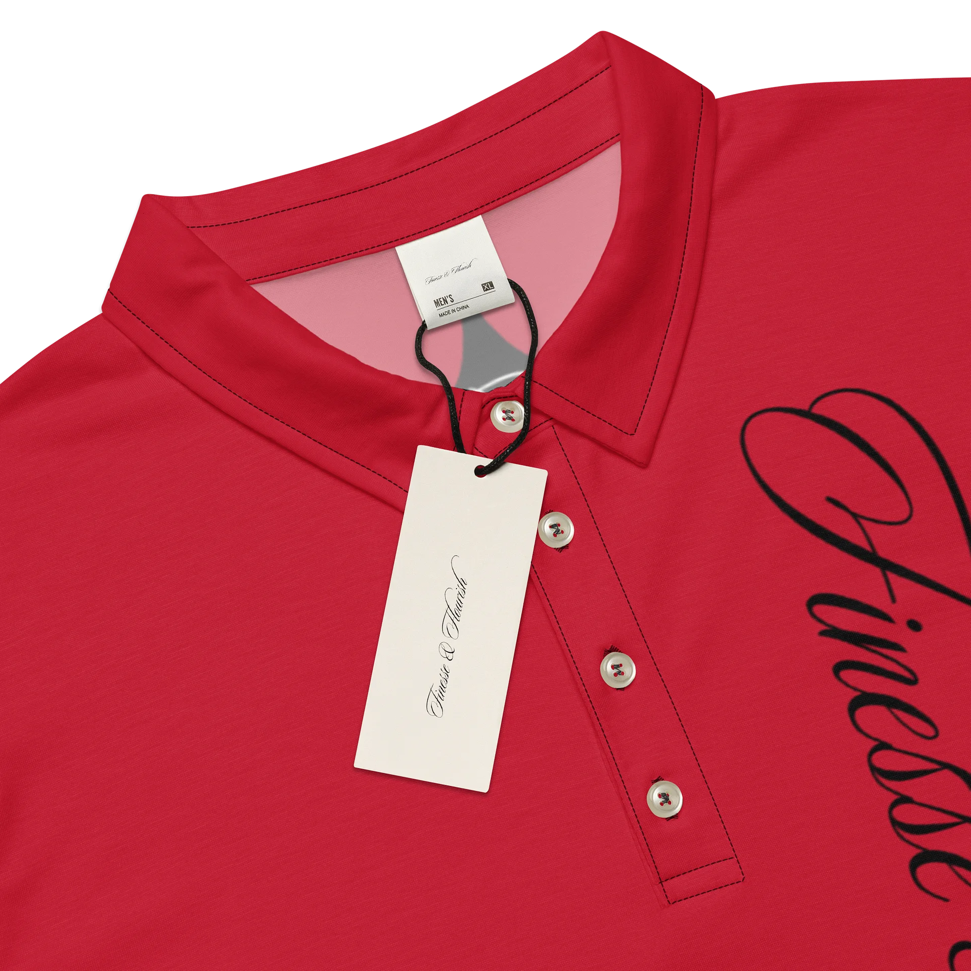 F&F Left Script Slim Fit Polo Shirt (RED) product image (4)