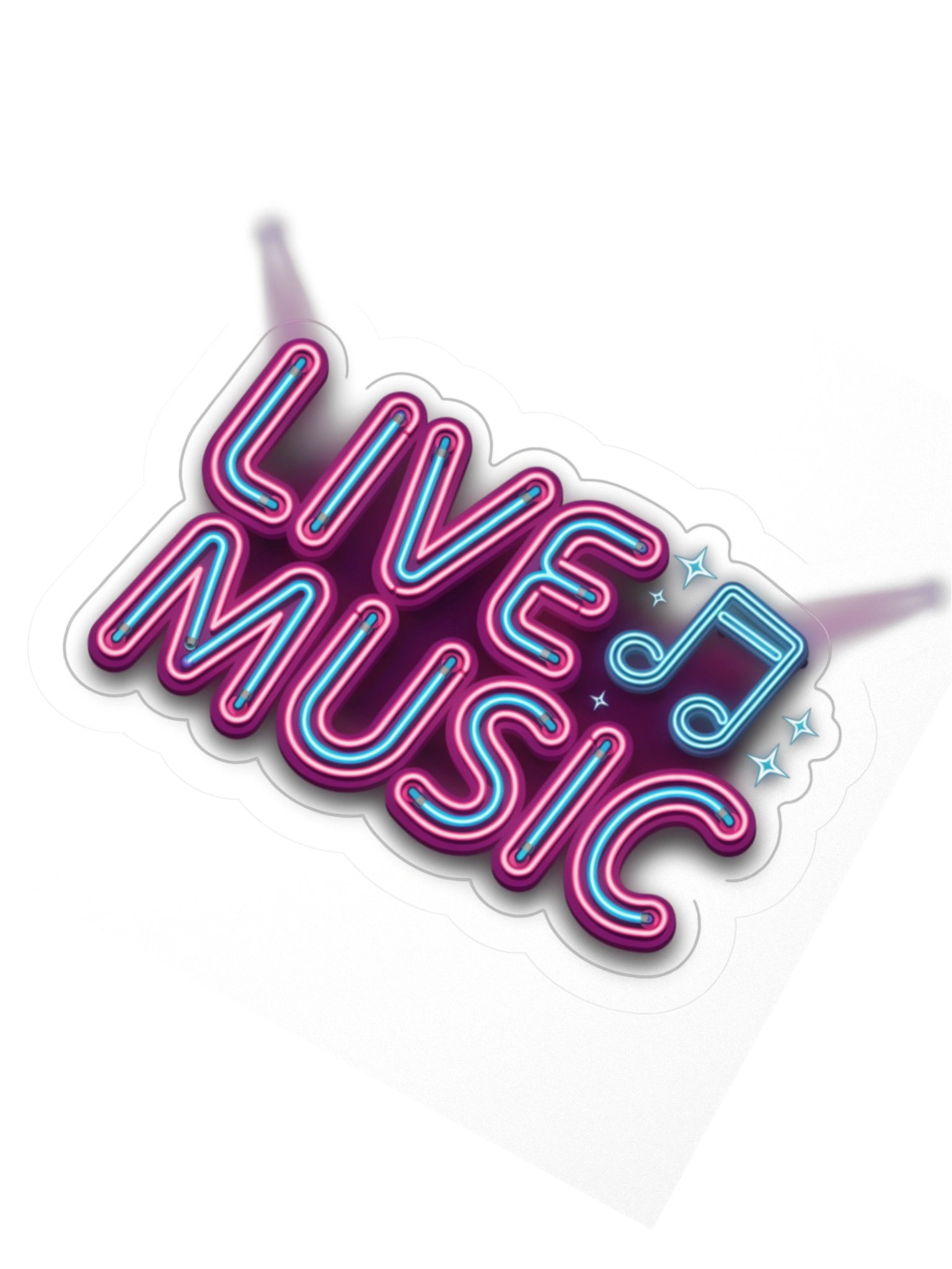Live Music Neon Kiss Cut Sticker product image (5)