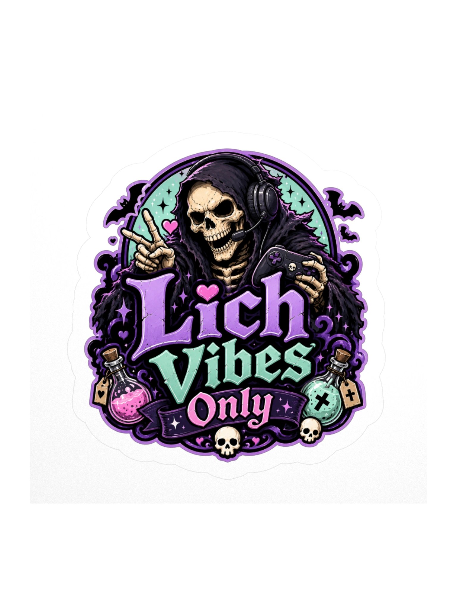 Lich Vibes Only Kiss-Cut Sticker product image (1)