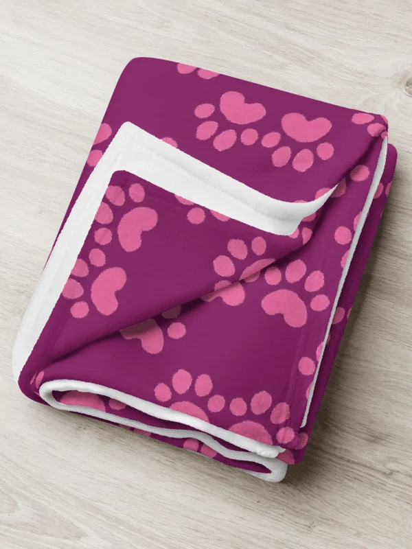 All Around Pink Paw Prints Throw Blanket product image (1)