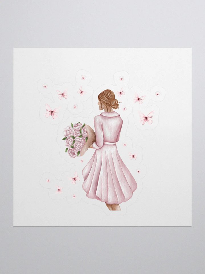 Woman Surrounded By Butterflies Sticker product image (1)