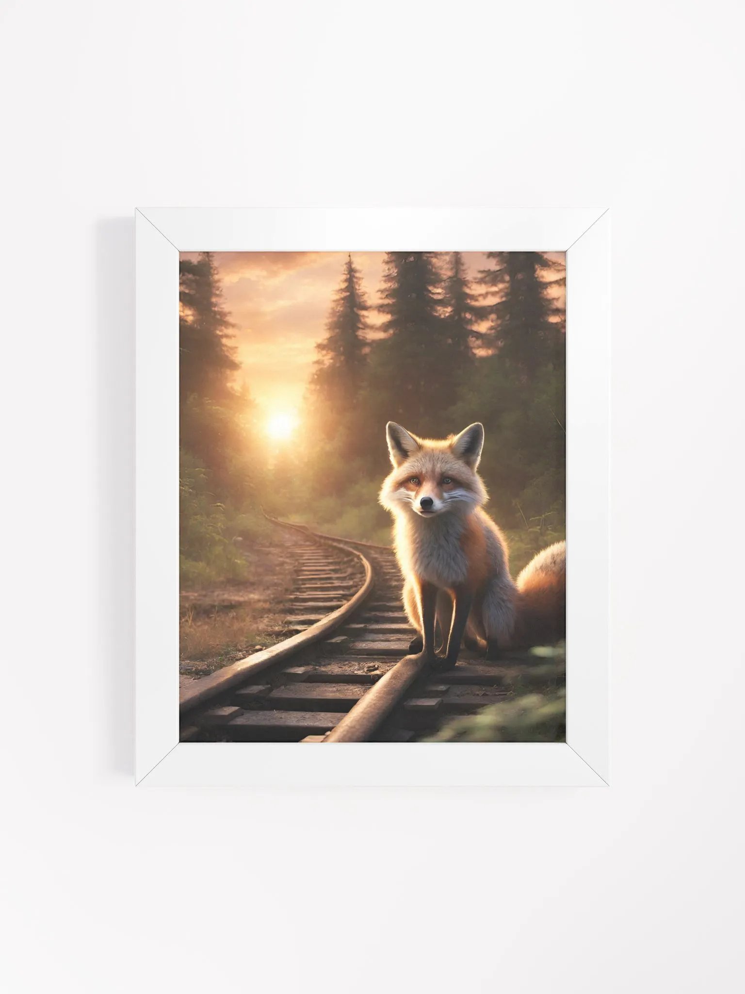 Fox on the Train Tracks at Sunset product image (40)