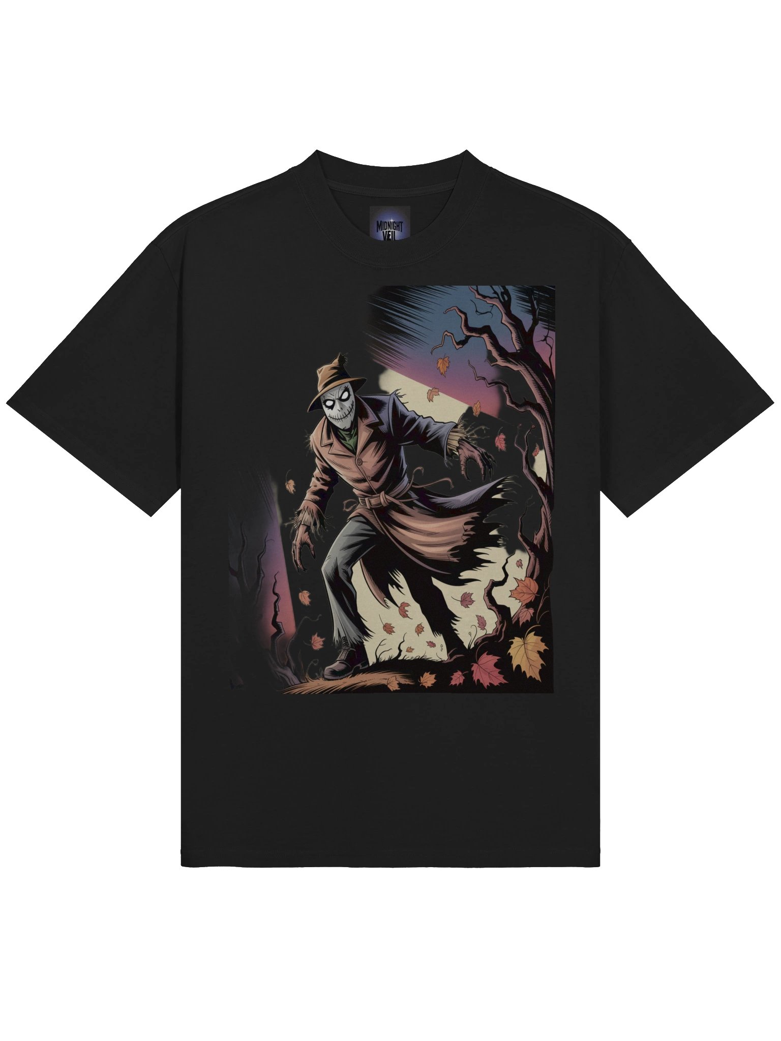Harvest Horror: Scarecrow's Autumnal Approach Oversized Faded T-Shirt product image (5)