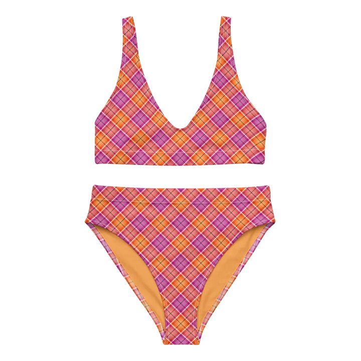 Bright Orange and Pink Plaid Bikini product image (2)