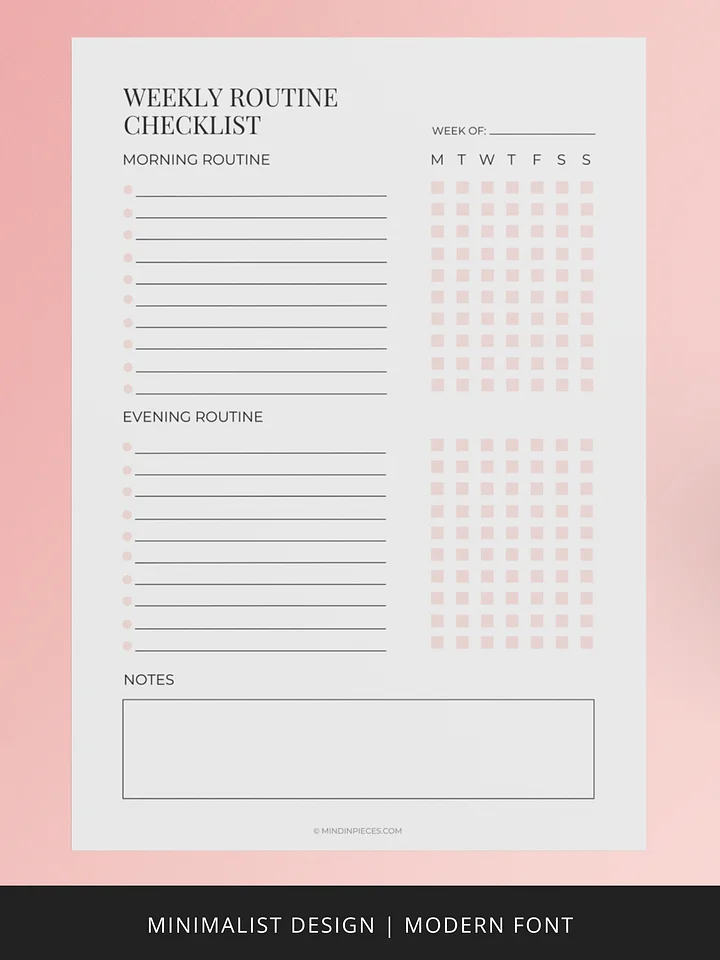 Weekly Routine Checklist Printable Digital Download product image (2)