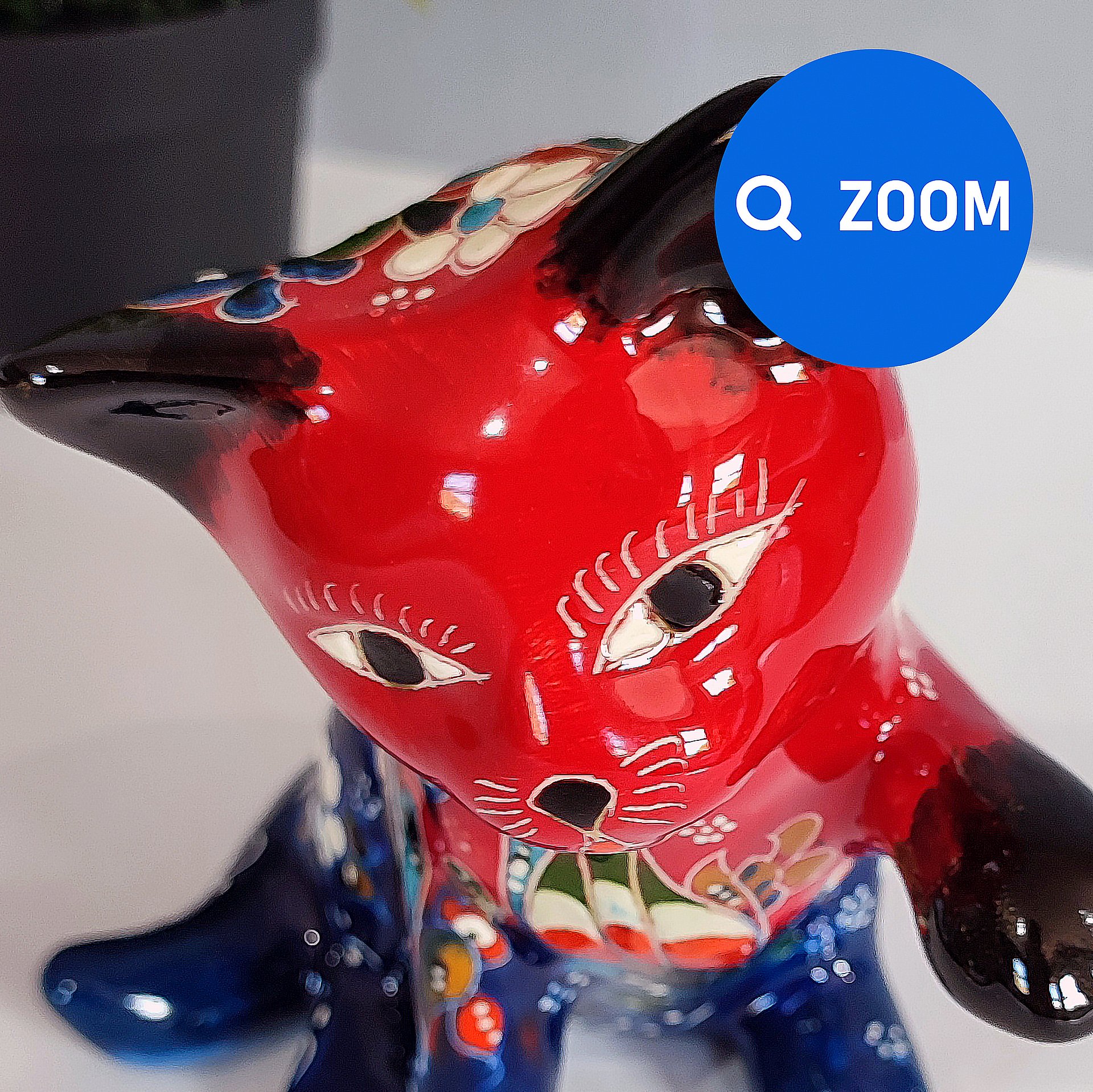 Ceramic handmade cat, Turkish decor (Red) — handmade pottery product image (6)