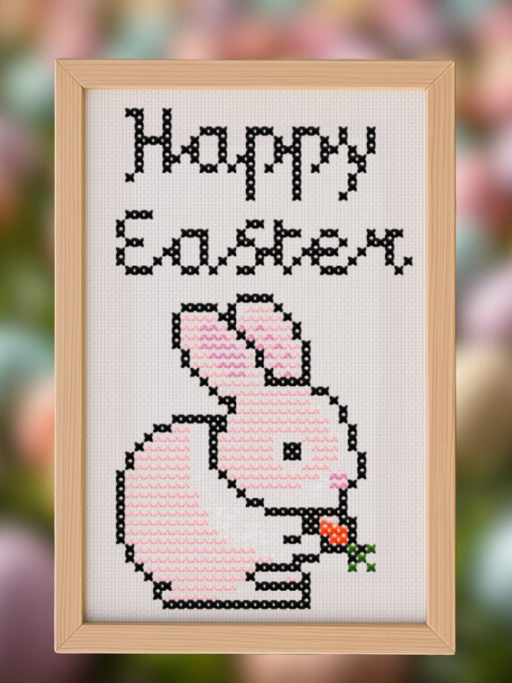 Mini Happy Easter Bunny Cross Stitch Pattern product image (1)