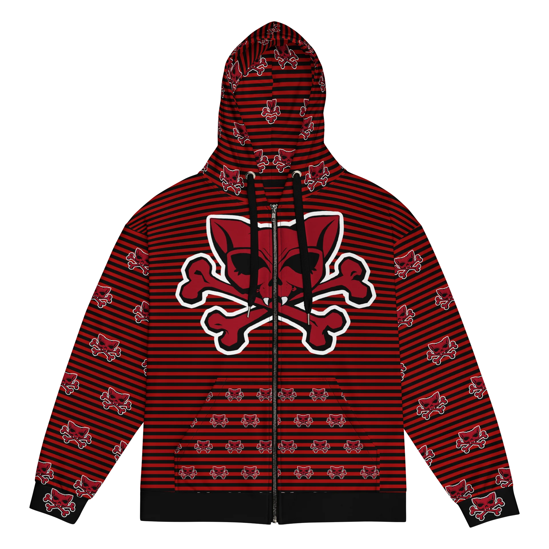 Blaque and Red Hoodie Kat Skull Remix Stripped Hoodie product image (1)