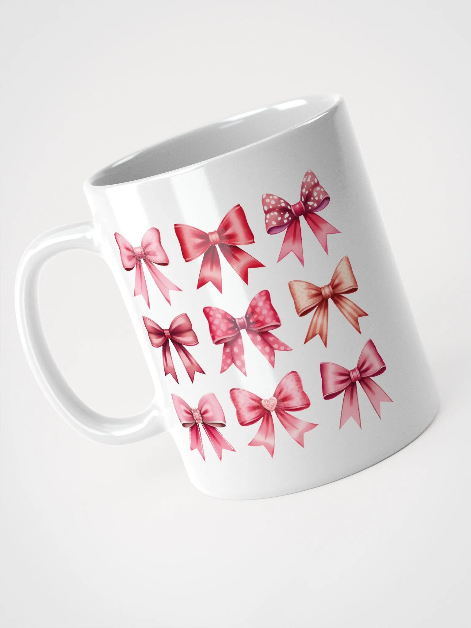 Valentine Coquette Bows White Glossy Mug product image (3)