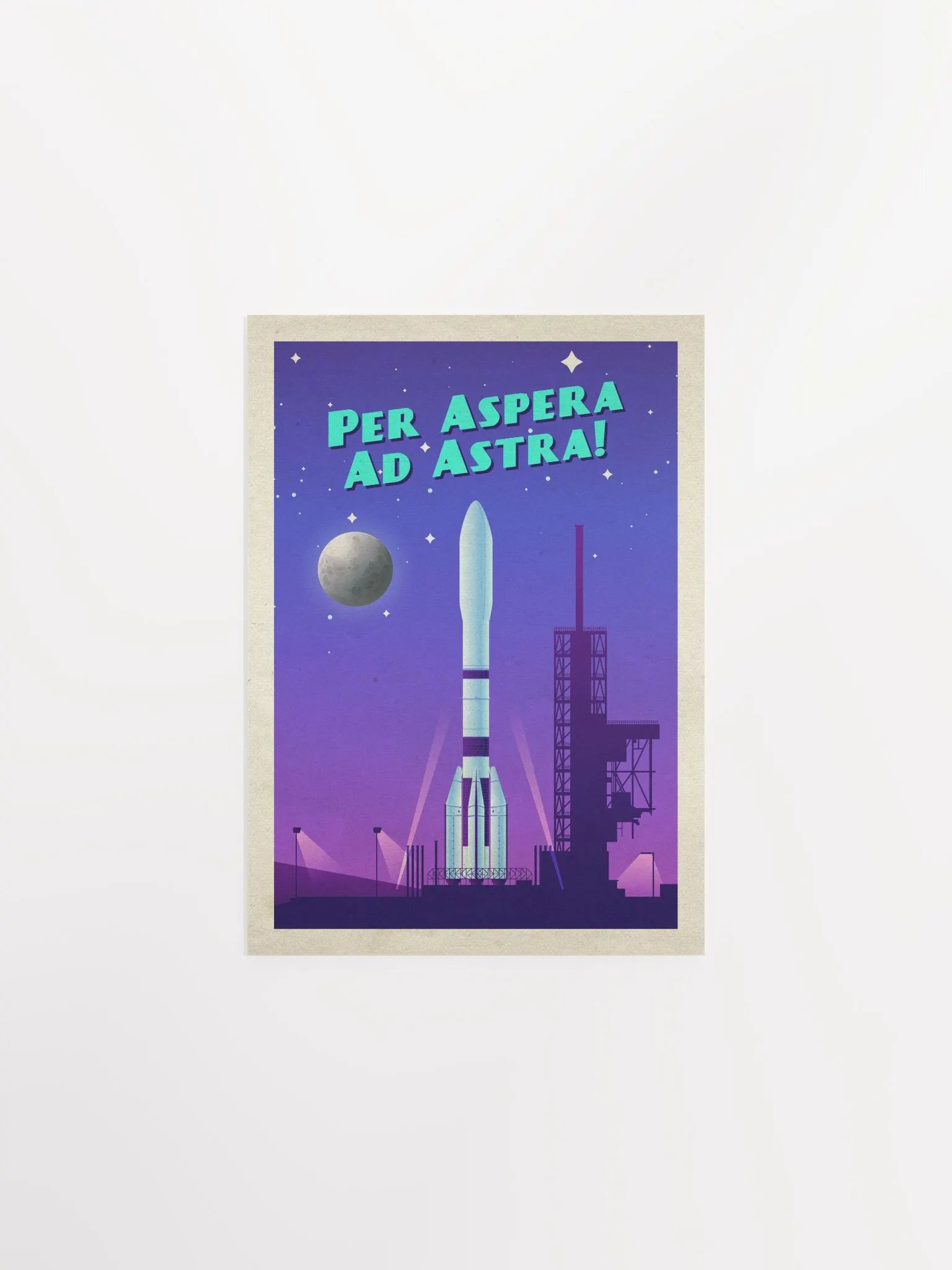 Per Aspera Ad Astra!, ESA Ariane 6 — Vintage space poster, retro space art, propaganda poster, retrofuturism art, retro sci-fi print product image (7)