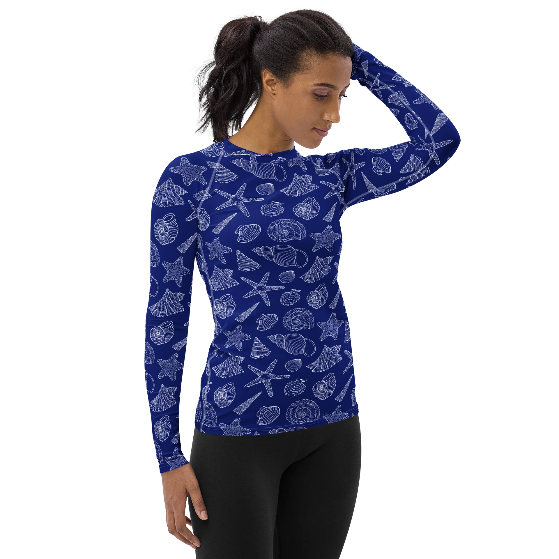 Coastal Ocean Shells Print Women's Rash Guard product image (4)