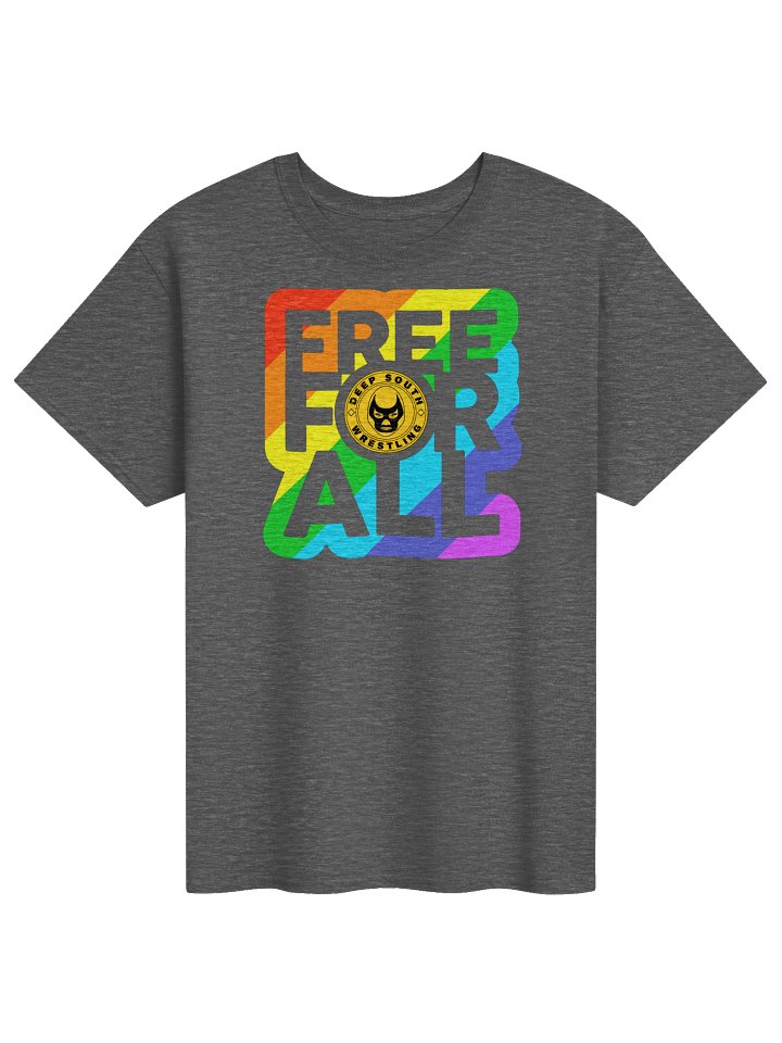 FreeForAll Rainbow Logo on Heather Grey Tee
