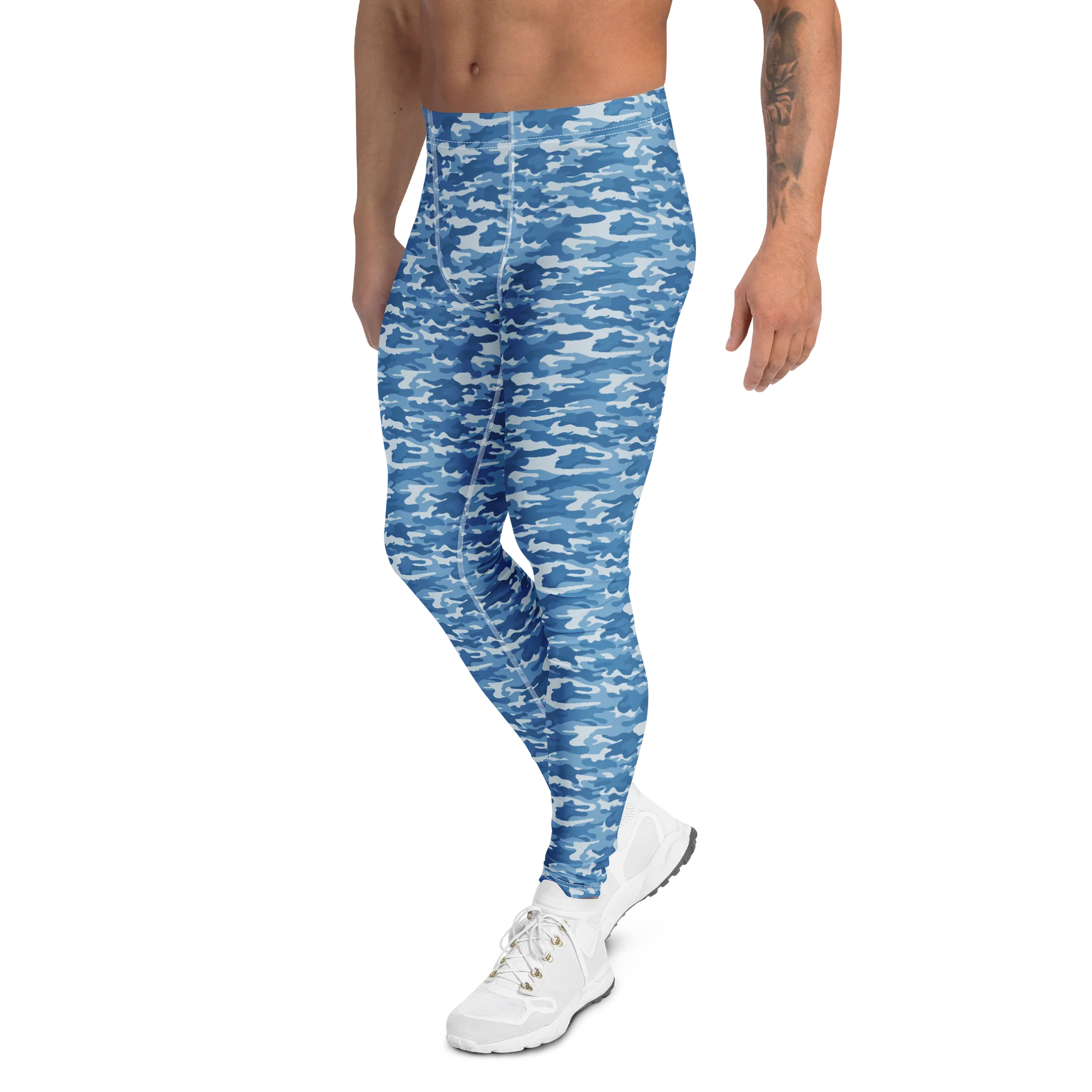 Blue Camouflage Men’s Leggings for Active Wear product image (4)