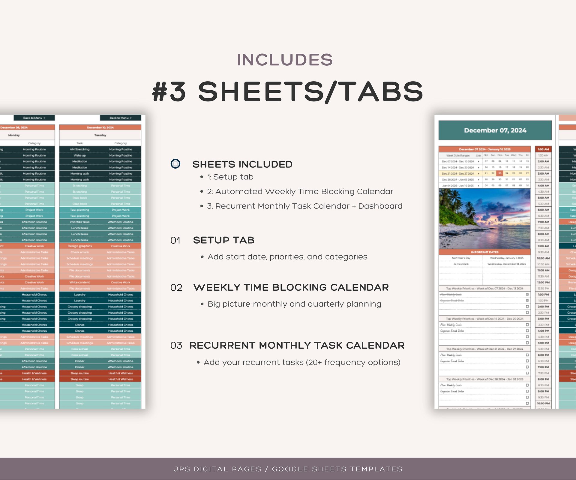 Time Blocking Planner, Google Sheets Template product image (2)