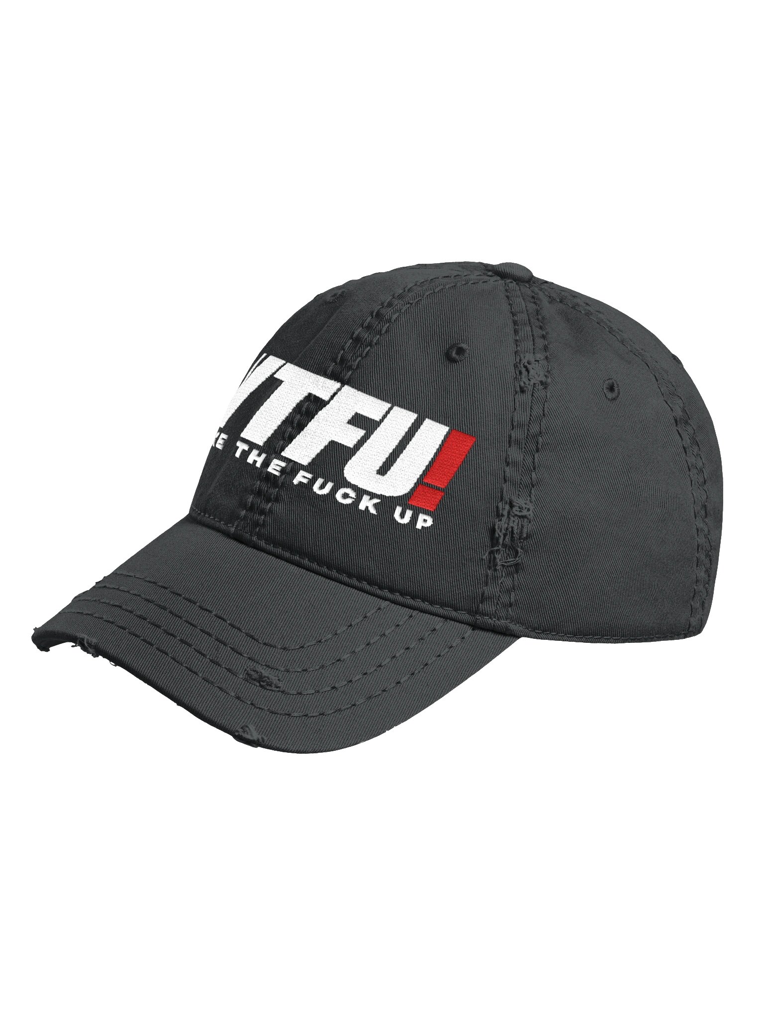 WTFU! Wake The Fuck Up Distressed Hat - Embroidered product image (2)