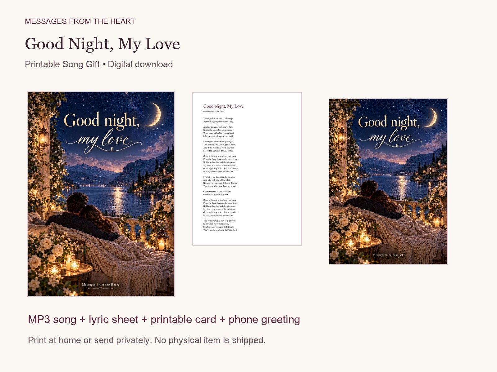 Good Night, My Love — Printable Song Gift product image (1)