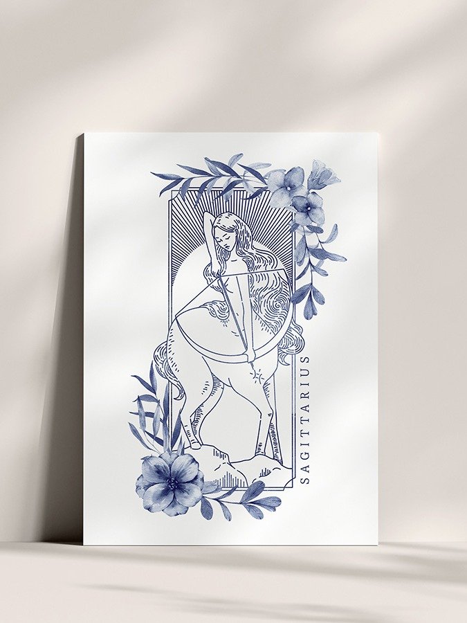 Sagittarius Blue Line Art Zodiac Print product image (2)