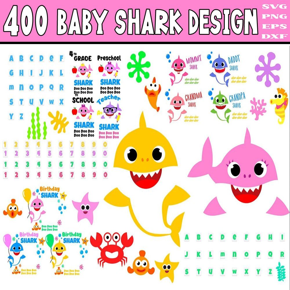 400+ Baby Shark SVG Bundle for Cricut | Baby Shark PNG DXF EPS | Baby Shark Clipart Instant Download product image (1)