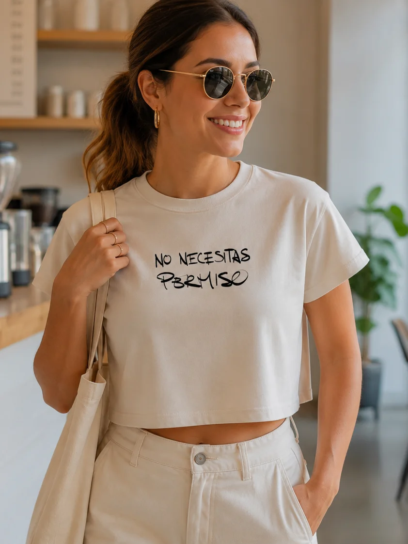 No Necesitas Permiso Cropped T-Shirt | Regalo Empoderamiento Mujer Confianza Crop Top product image (5)