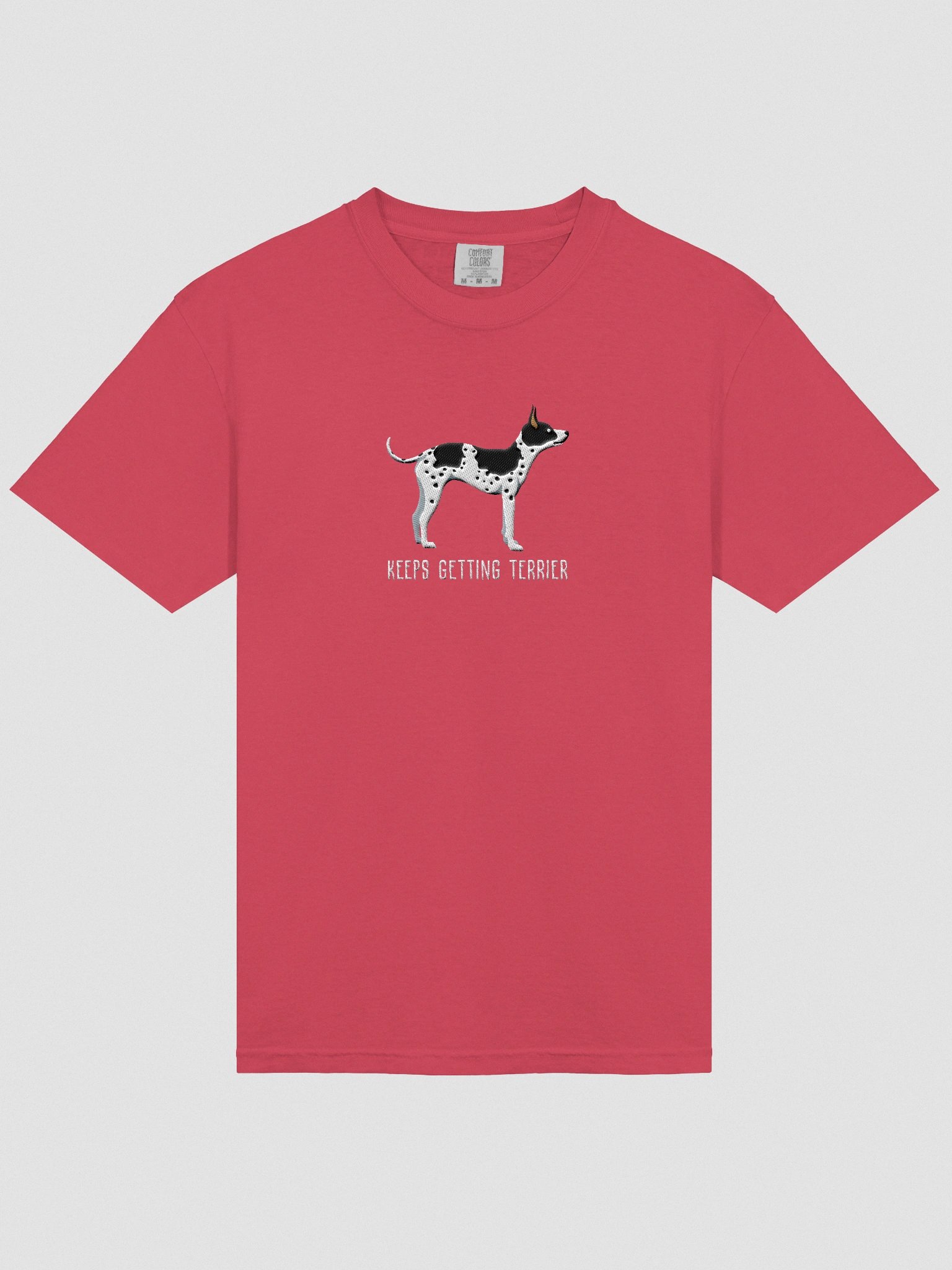 Keeps Getting Terrier T-Shirt(Embroidered) of an American Hairless Terrier(Black & White) product image (6)