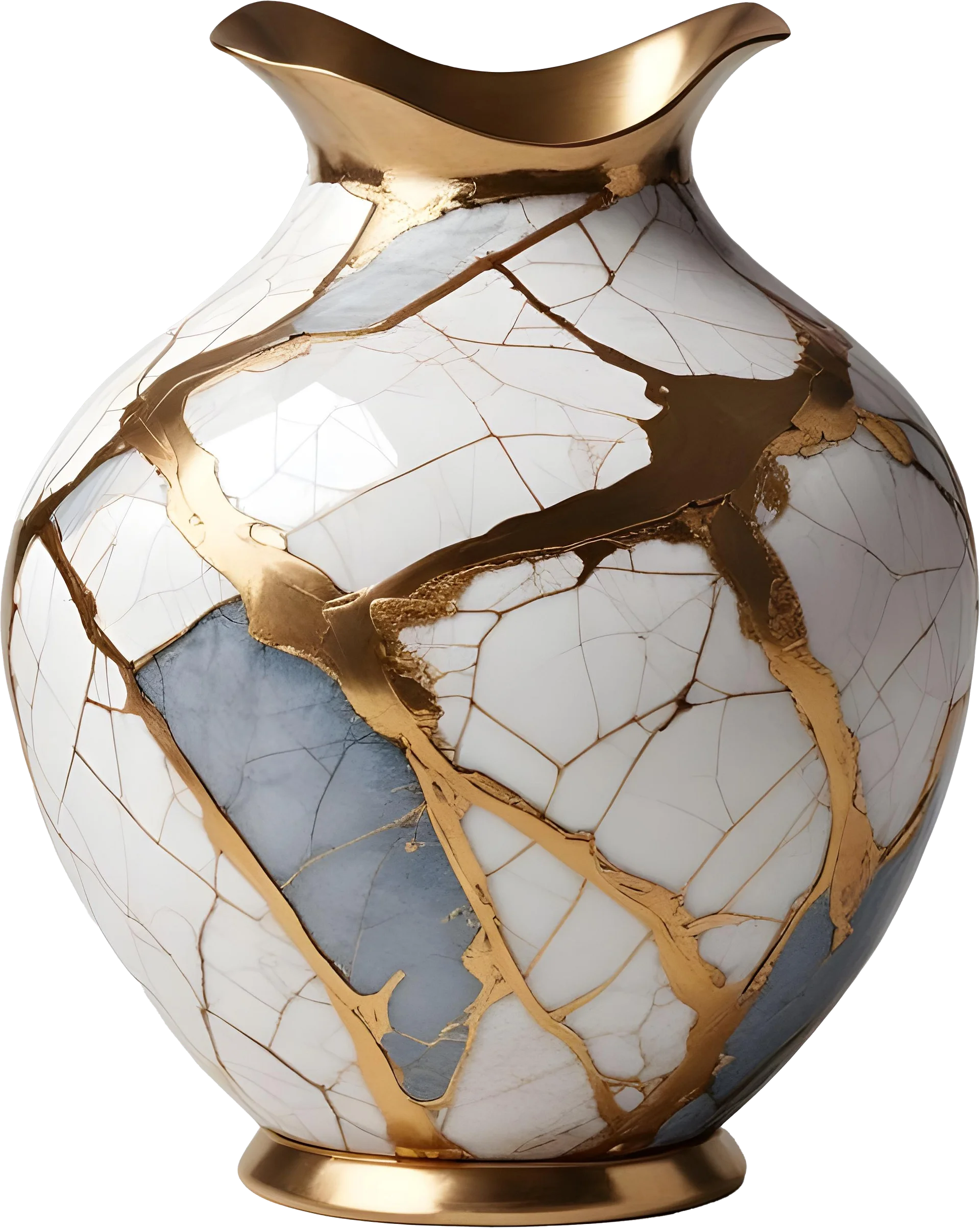 Kintsugi Brilliance – Golden Vein Vase PNG product image (1)
