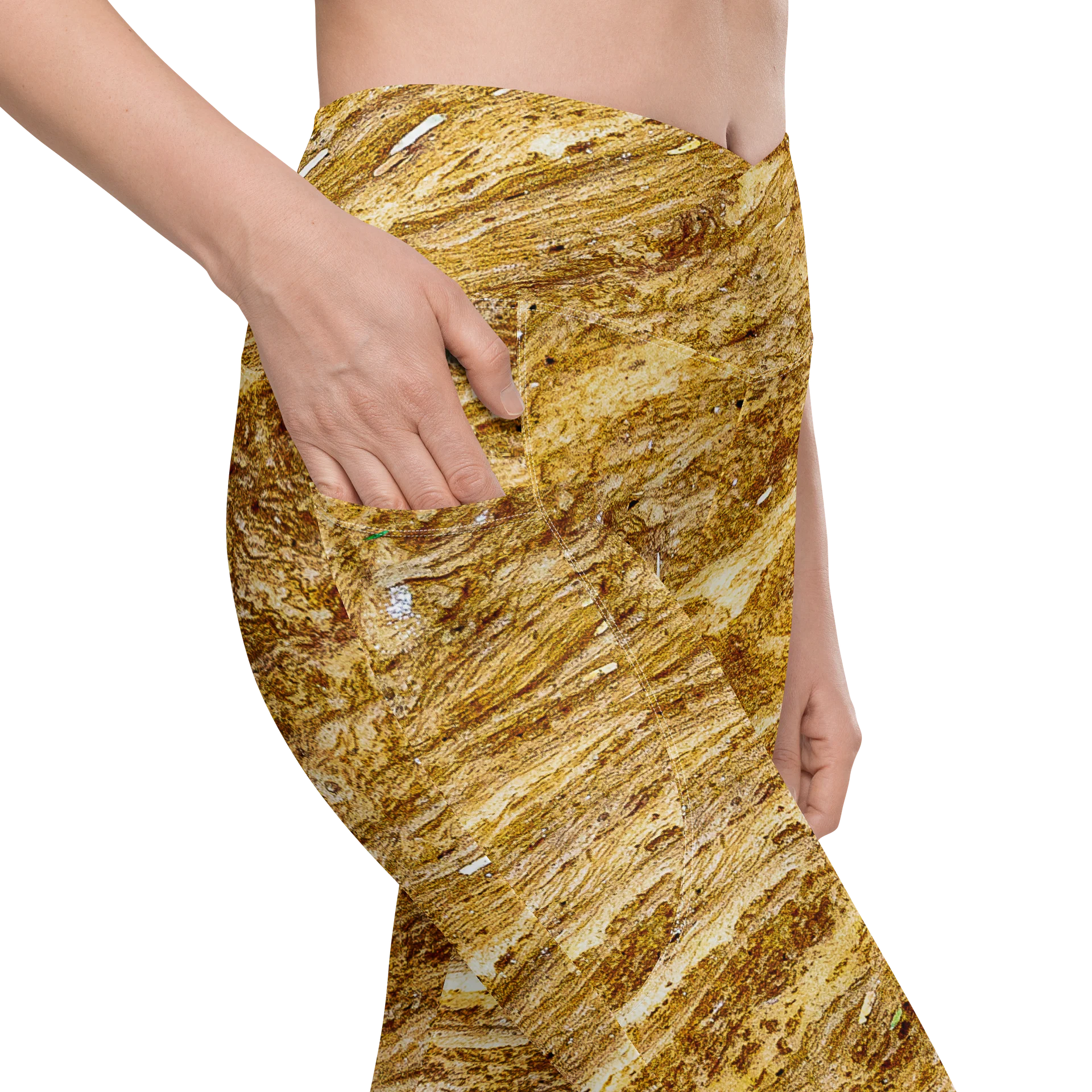 Golden Strata Women's Crossover High-Waisted Leggings with Dual Pockets product image (10)