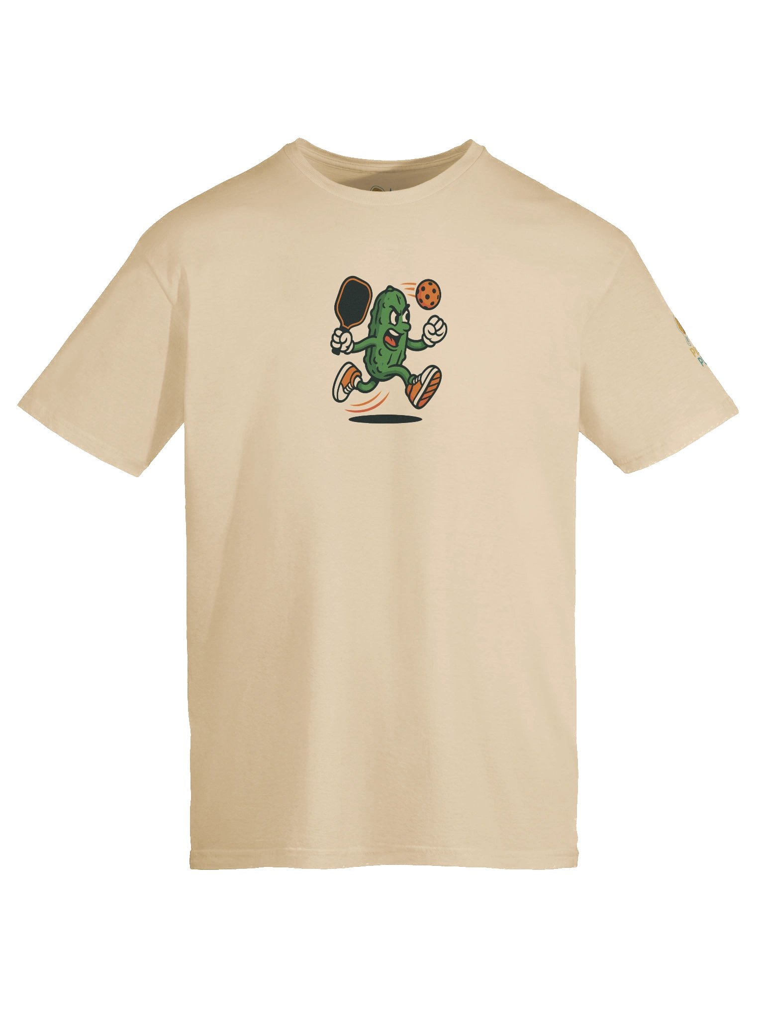 Pickleball Power Pickle T-Shirt – Sand Color Funny Unisex Tee with Animated Pickleball Smash Design product image (9)