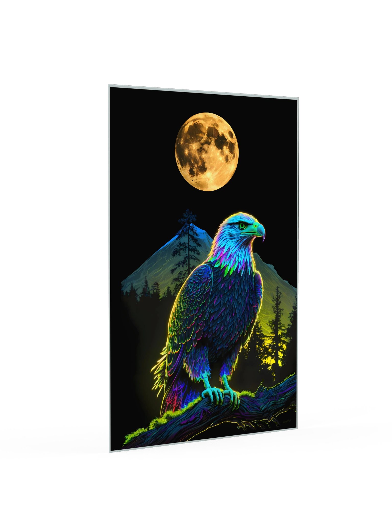 The Moonlit Eagle - Colorful Eagle & Full Moon Art Poster product image (2)