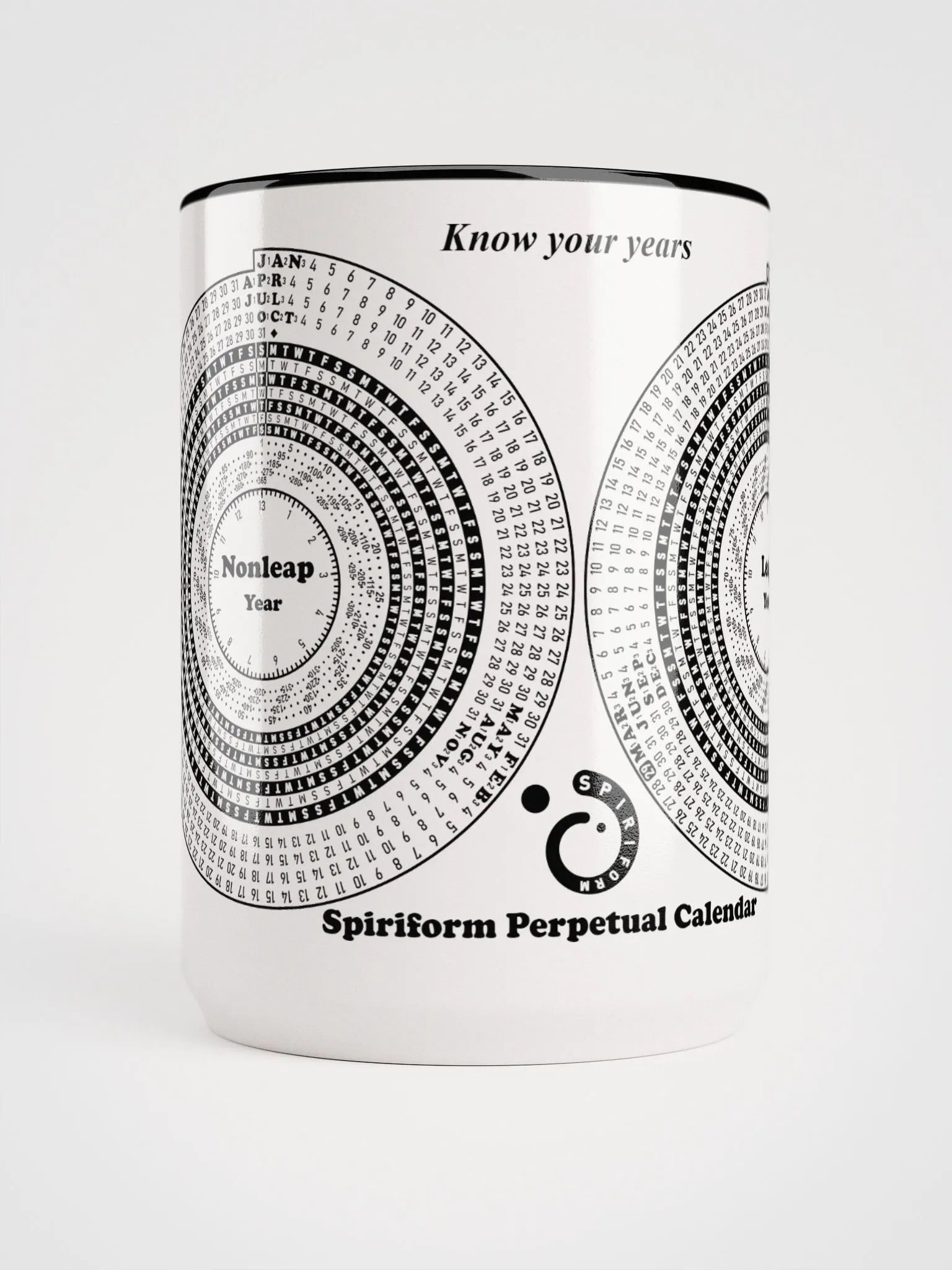 Spiriform Perpetual Calendar 15oz Ceramic Mug with Color Inside product image (5)