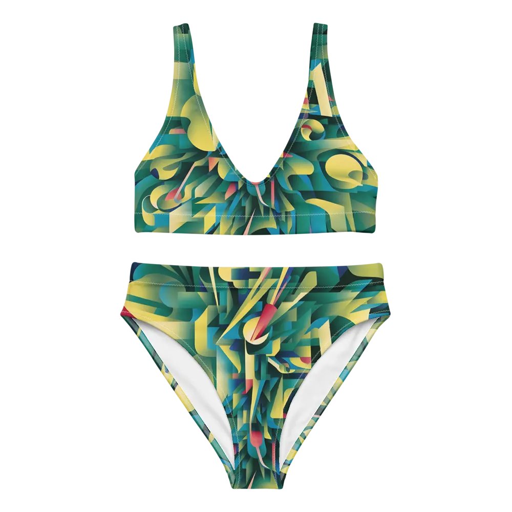 Abstract Lithographic Pattern Design High Waisted Bikini - V8 product image (8)