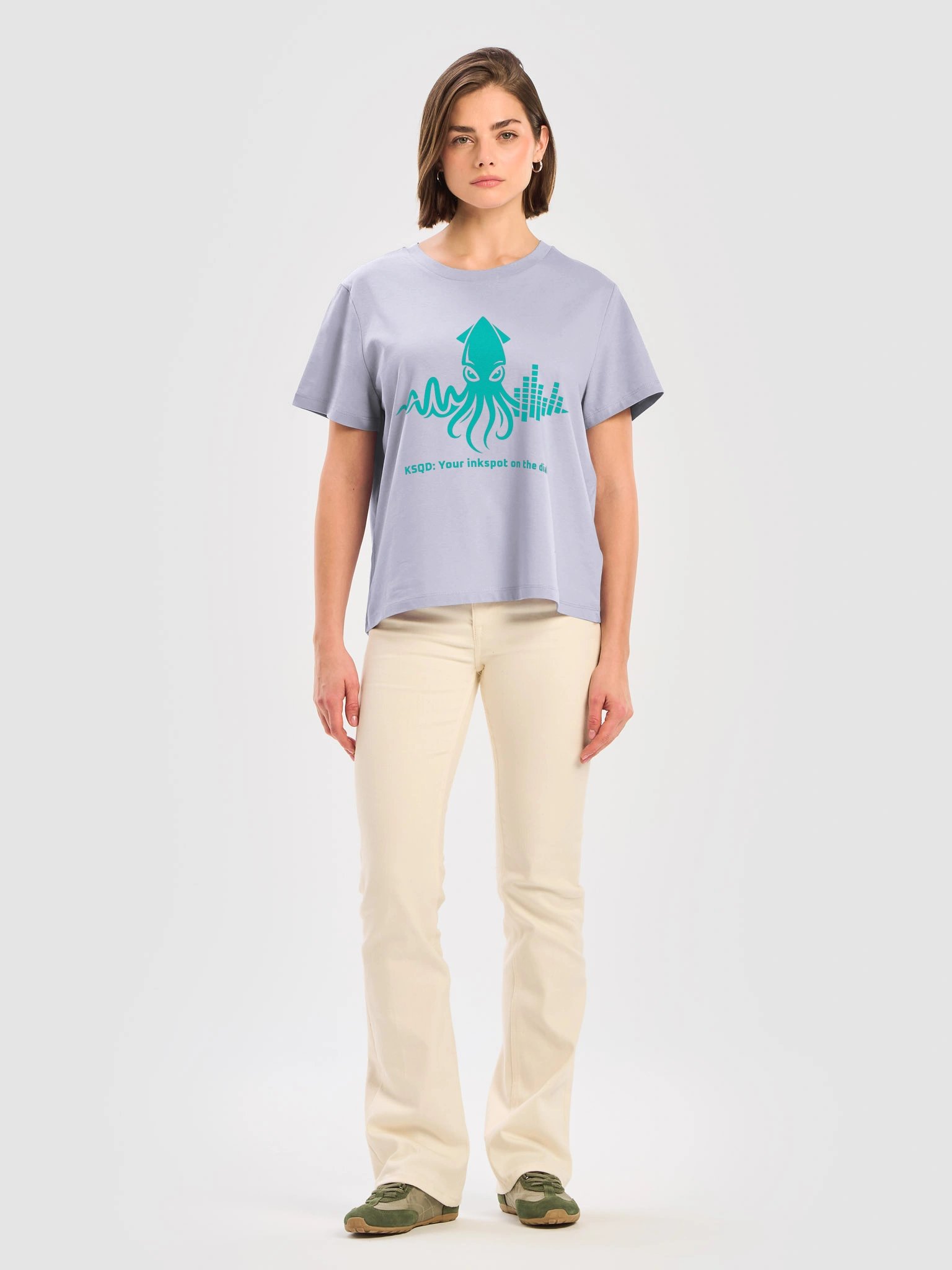 KSQD “Inkspot Soundwave” Organic Ribbed Neck T-Shirt (Blue Squid) product image (1)