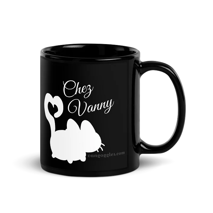 chez vanny logo coffee mug - white on black product image (2)