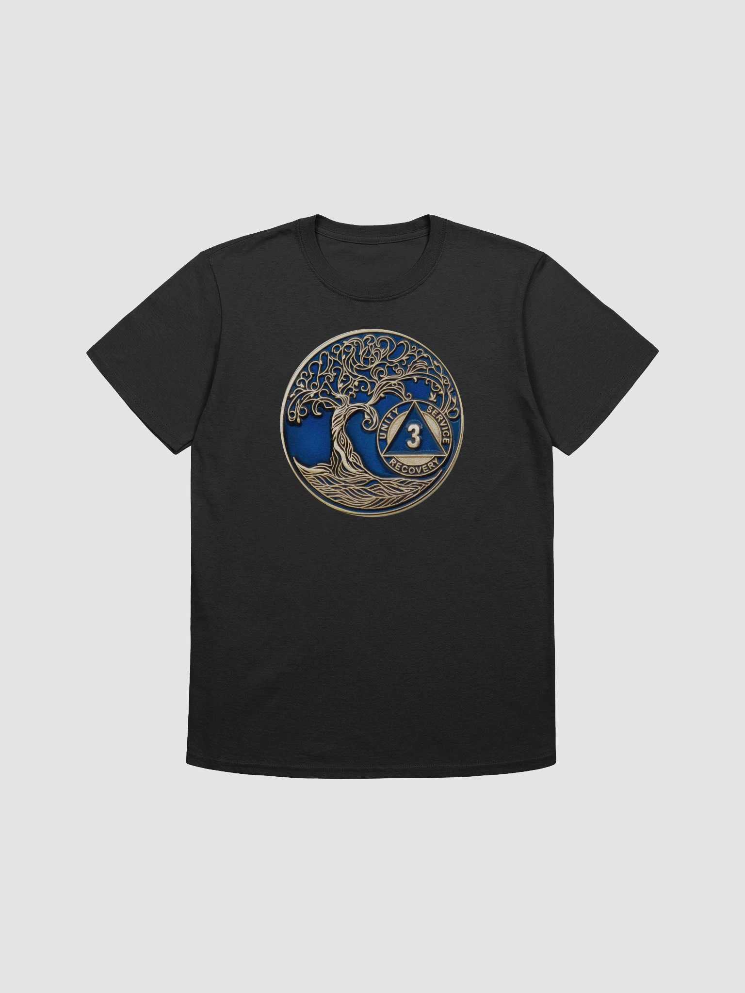 Twisted Tree of Life 3rd Year Sobriety Blue Medallion | Recovery T-Shirt Inspiring Sobriety product image (4)