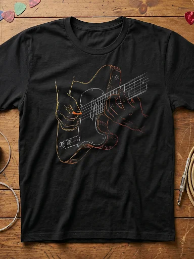 In the Strings Tele - Electric Guitar Line Art T-Shirt | Gift for Guitar Players product image (1)